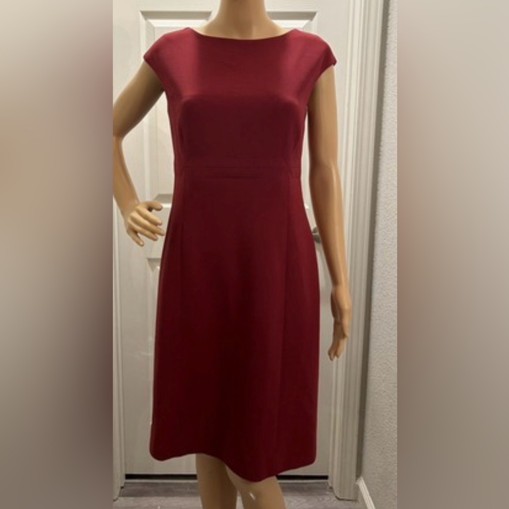 GUC Agnona luxury Italian wool dress, gorgeous red color with waistline accent